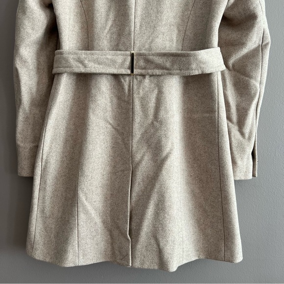 Calvin Klein Women’s Asymmetrical Belted Wrap Coat Wool Blend Classic Oatmeal XS - Picture 8 of 16